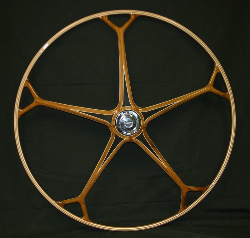 Luxurious wooden boat wheel