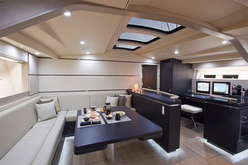yacht interior dining area